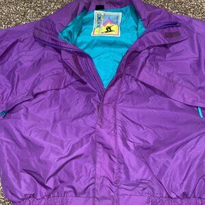 VTG Steep Slopes Ski Jacket Men Large Water Resistant Colorblock Quilted Purple